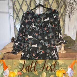 🍂 20% OFF - Magic Forest Long Sleeve Midi Dress Unicorn & Animal Novelty Print